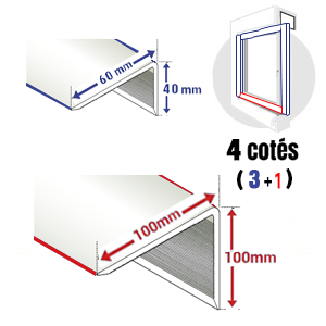 Cornières 40x60 3 cotés / 100x100 bas (4 cotés)